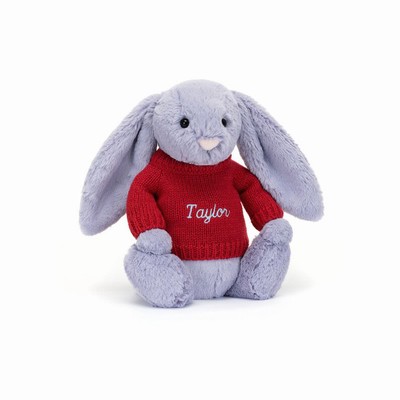 Jellycat Bashful Viola Bunny with Red Jumper USA | 52130FBYN